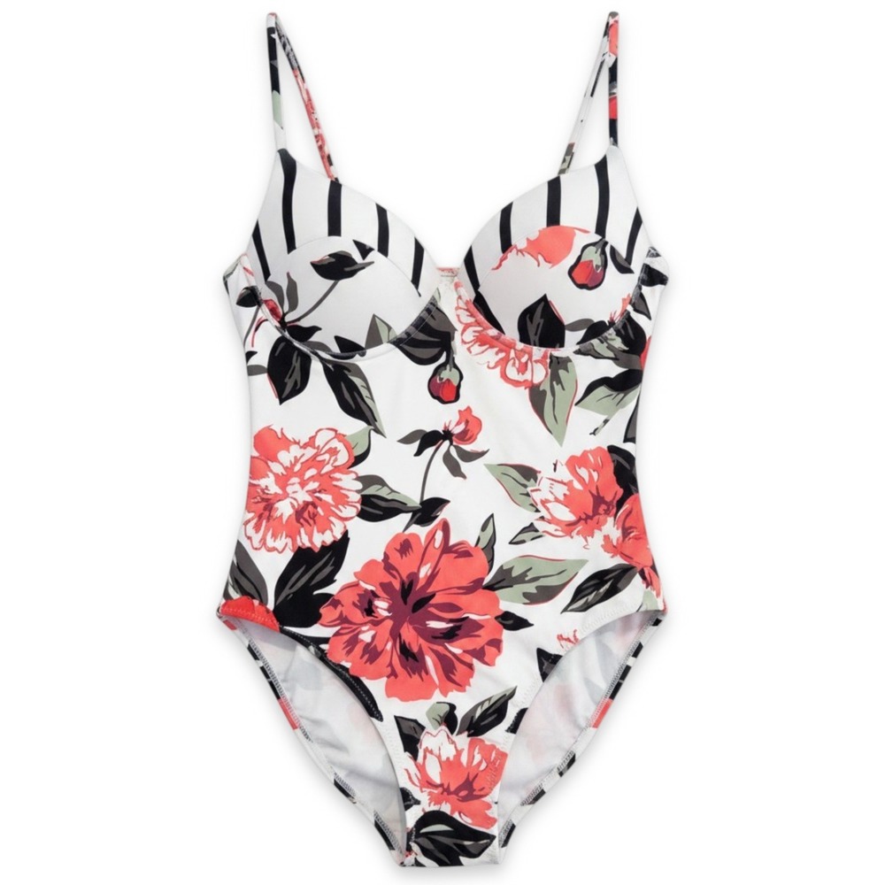 NWT Cupshe One Piece Swimsuit Women L Roses Romantic Pinup Girl‎ Floral Swimwear